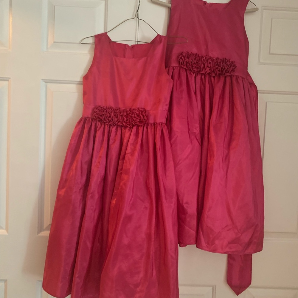 Girls pink “party” dress -(2). Both Sz 12